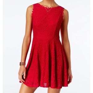 Red lace fit and flare dress